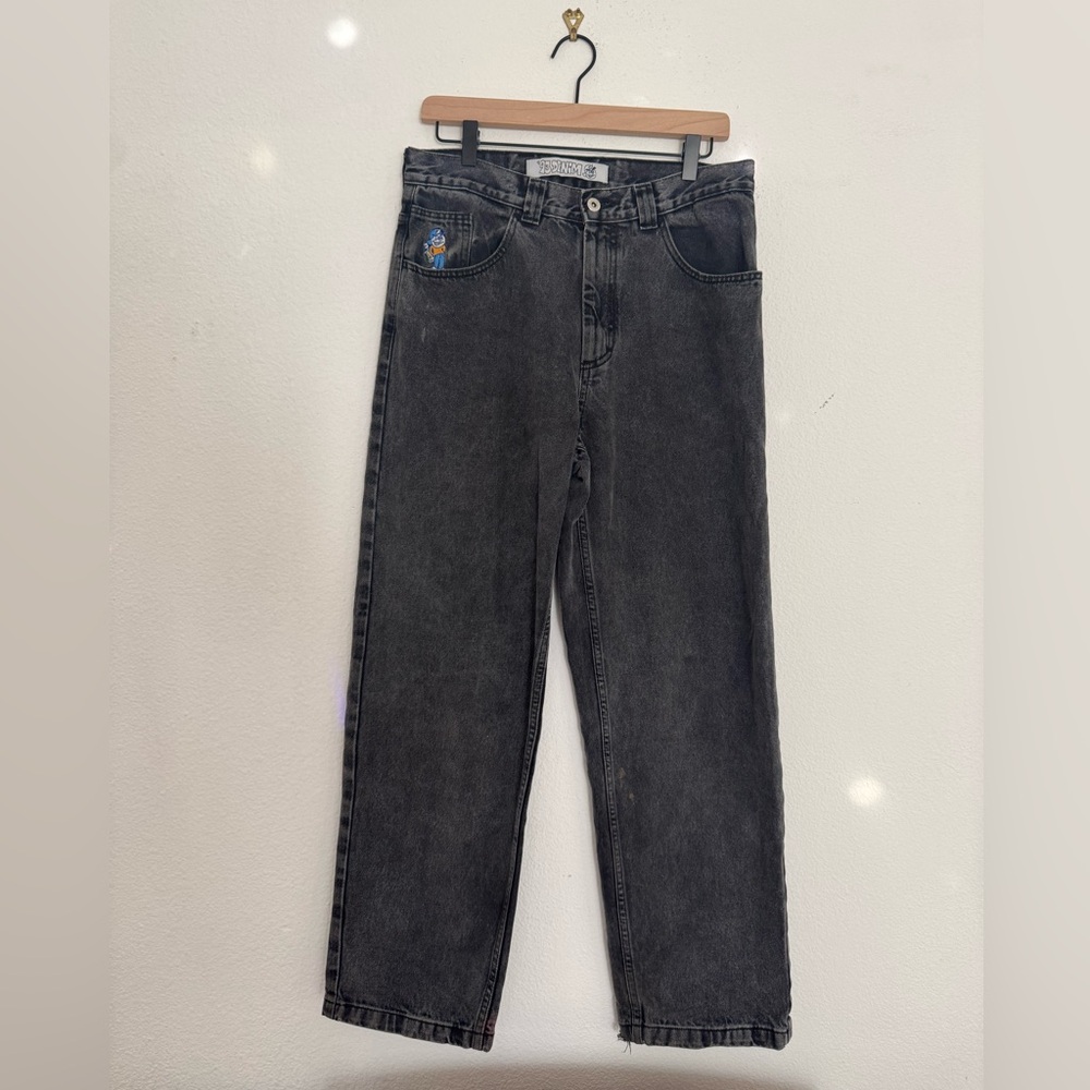 93 Denim Co. Black Washed Straight Leg Jeans Size 30/30